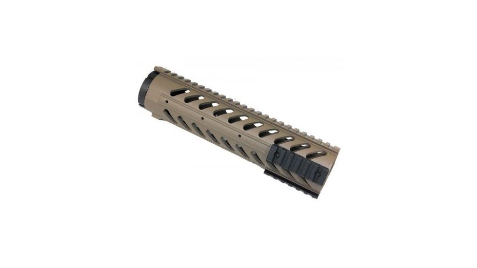 GUNTEC USA 10in Free Floating Handguard w/Sectional Side/Bottom Rails,Cerakote Flat Dark Earth,1.93in dia GT1326-10-E