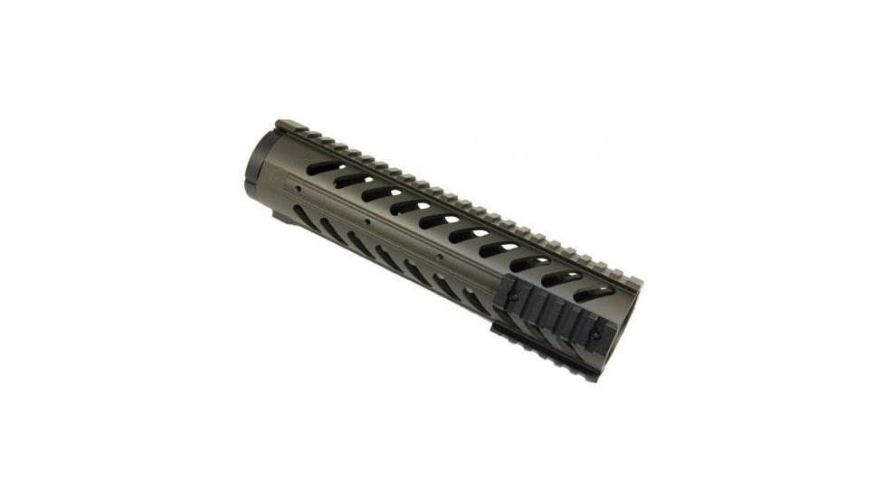 GUNTEC USA 10in Free Floating Handguard w/Sectional Side/Bottom Rails,Cerakote OD Green,1.93in dia GT1326-10-G