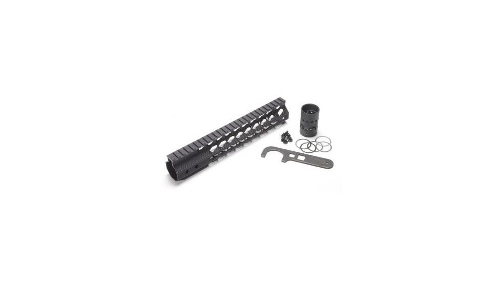 GUNTEC USA 10in Ultra Slimline Octagonal 5 Sided Key Mod Free Floating Handguard w/Monolithic Top Rail,Black GT-10JKO