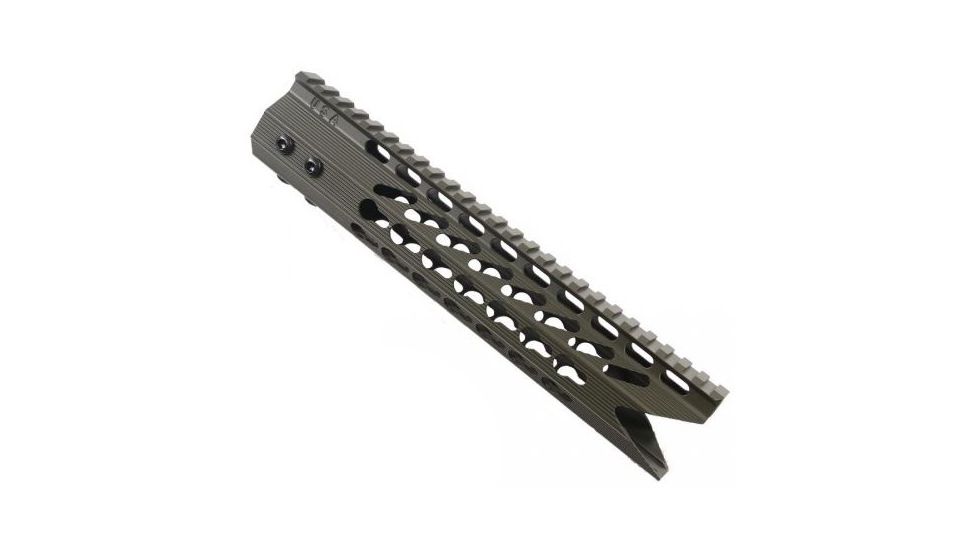 GUNTEC USA 10in Ultra Slimline Octagonal 5 Sided Key Mod Free Floating Handguard w/Shark Mouth,Cerakote OD Green GT-10JKO-S-G