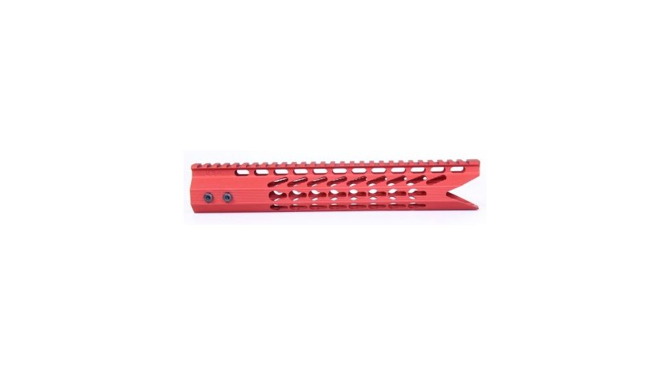 GUNTEC USA 11.5in Ultra Slimline Octagonal 5 Sided Key Mod Free Floating Handguard With Shark Mouth Cut, Red GT-11.5JKO-S-RED