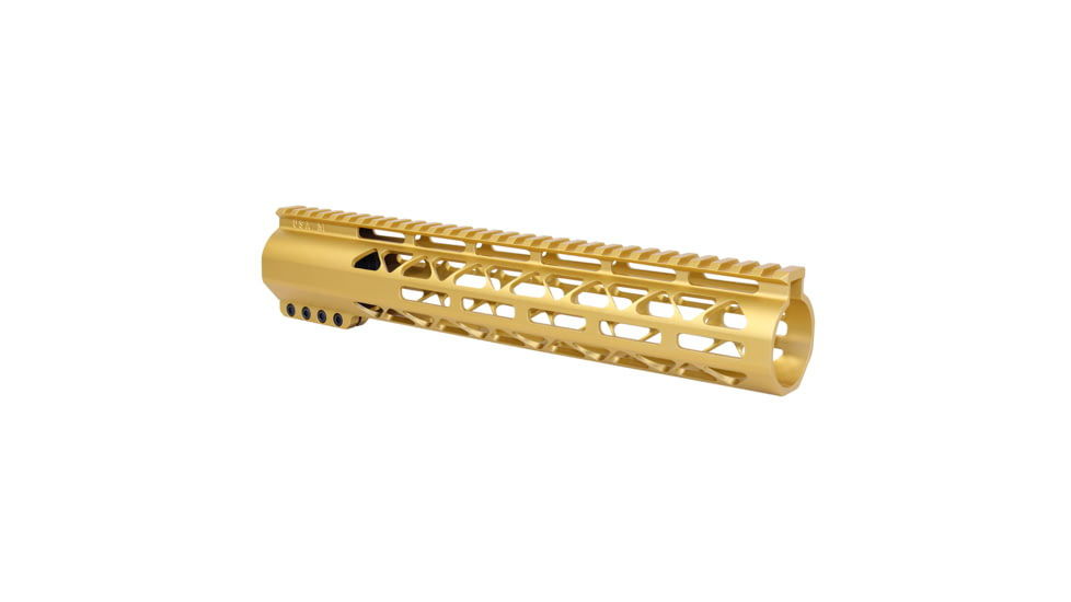 Guntec USA 12in AIR-LOK Series M-LOK Compression Free Floating Handguard With Monolithic Top Rail .308 Cal, Anodized Gold, GT-12ALC-308-GOLD