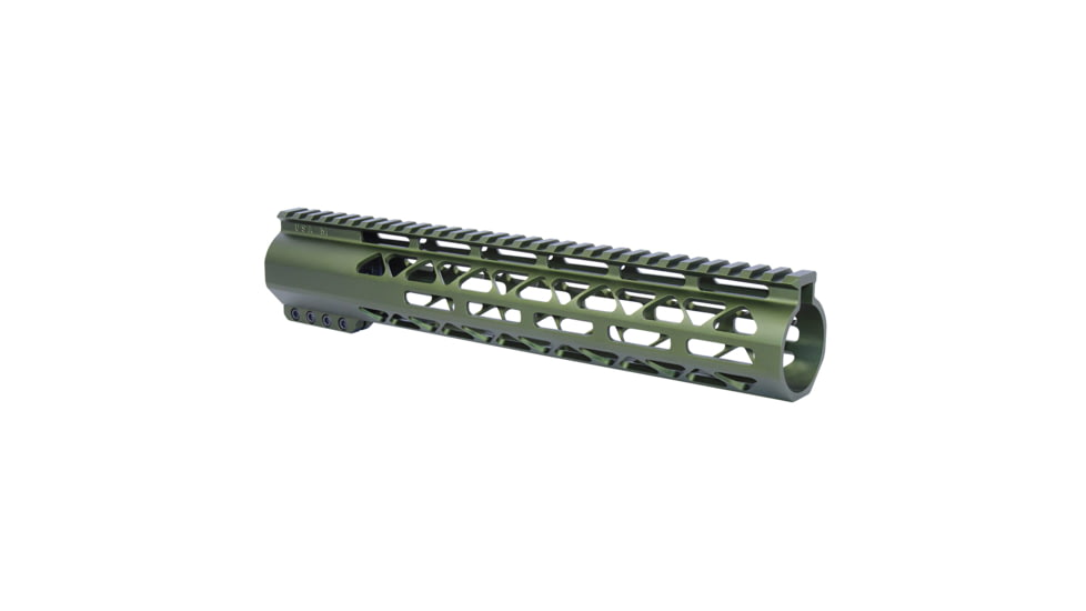 Guntec USA 12in AIR-LOK Series M-LOK Compression Free Floating Handguard With Monolithic Top Rail .308 Cal, Anodized Green, GT-12ALC-308-GREEN