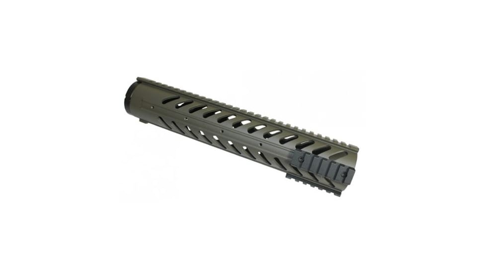 GUNTEC USA 12in Free Floating Handguard w/Sectional Side/Bottom Rails,Cerakote OD Green,1.93in dia GT1326-12-G