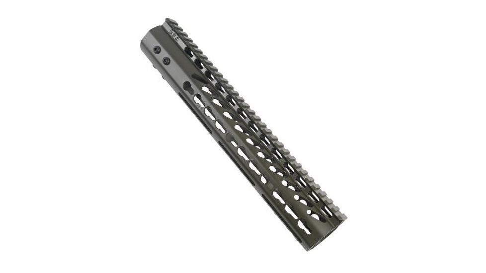 GUNTEC USA 12in Ultra Lightweight Thin Key Mod Free Floating Handguard w/Monolithic Top Rail,.308 Cal,Cerakote OD Green GT-12JK-308-G