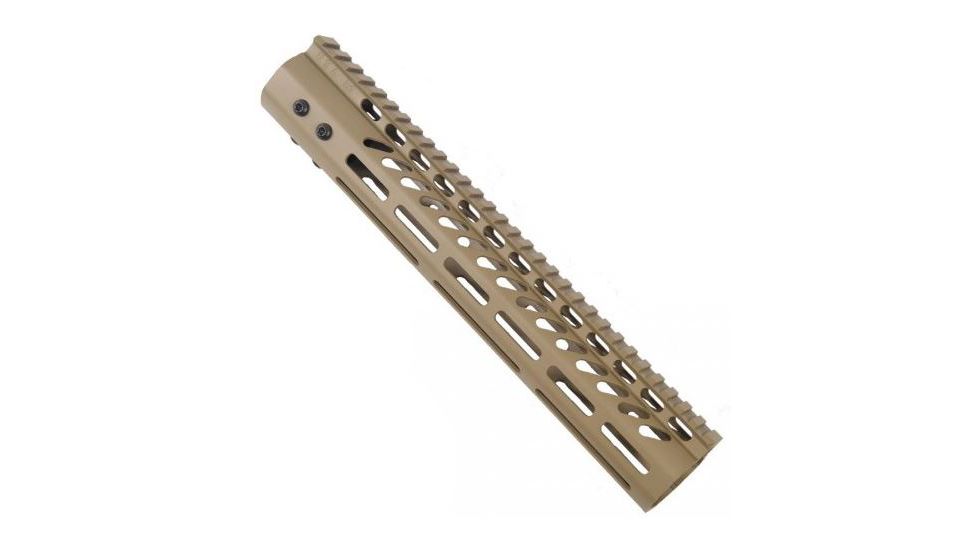 GUNTEC USA 12in Ultra Lightweight Thin M-Lok System Free Floating Handguard w/Monolithic Top Rail,.308 Cal,Cerakote Flat Dark Earth GT-12MLK-308-E