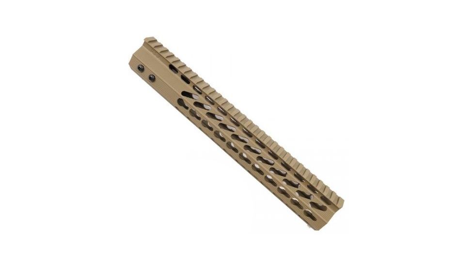 GUNTEC USA 12in Ultra Slimline Octagonal 5 Sided Key Mod Free Floating Handguard w/Monolithic Top Rail,Cerakote Flat Dark Earth GT-12JKO-FDE