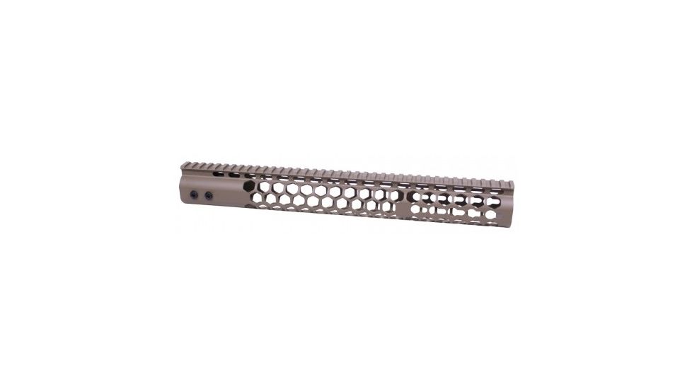 GUNTEC USA 15in Air Lite Series Honeycomb Keymod Free Floating Handguard with Monolithic Top Rail, Flat Dark Earth GT-15HC-AL-FDE