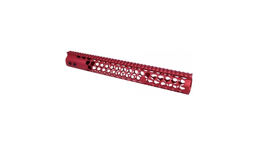 GUNTEC USA 15in Air Lite Series Honeycomb Keymod Free Floating Handguard with Monolithic Top Rail, Red GT-15HC-AL-RED