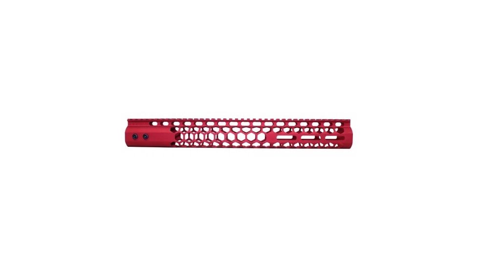 GUNTEC USA 15in Air Lite Series Honeycomb M-Lok Free Floating Handguard with Monolithic Top Rail, Red GT-15HC-AL-MLK-RED