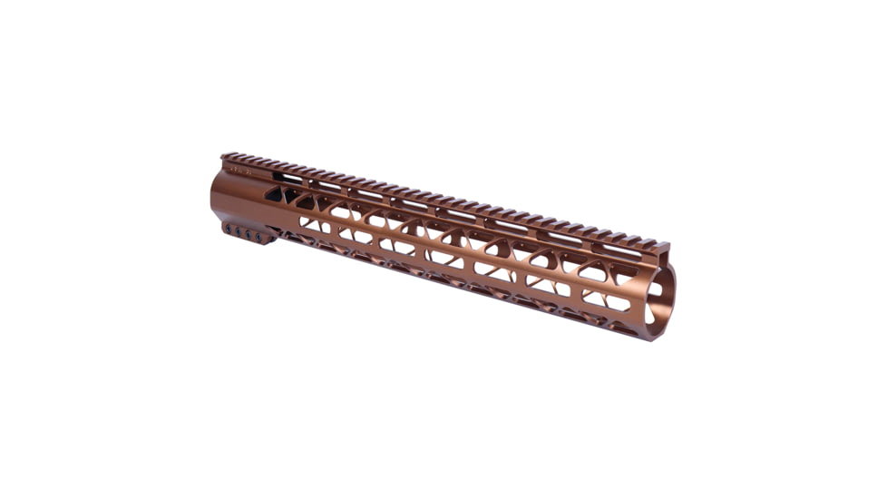 Guntec USA 15in AIR-LOK Series M-LOK Compression Free Floating Handguard With Monolithic Top Rail .308 Cal, Anodized Bronze, GT-15ALC-308-BRZ