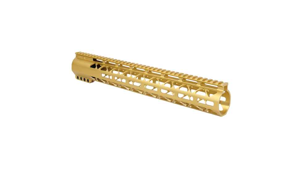 Guntec USA 15in AIR-LOK Series M-LOK Compression Free Floating Handguard With Monolithic Top Rail .308 Cal, Anodized Gold, GT-15ALC-308-GOLD