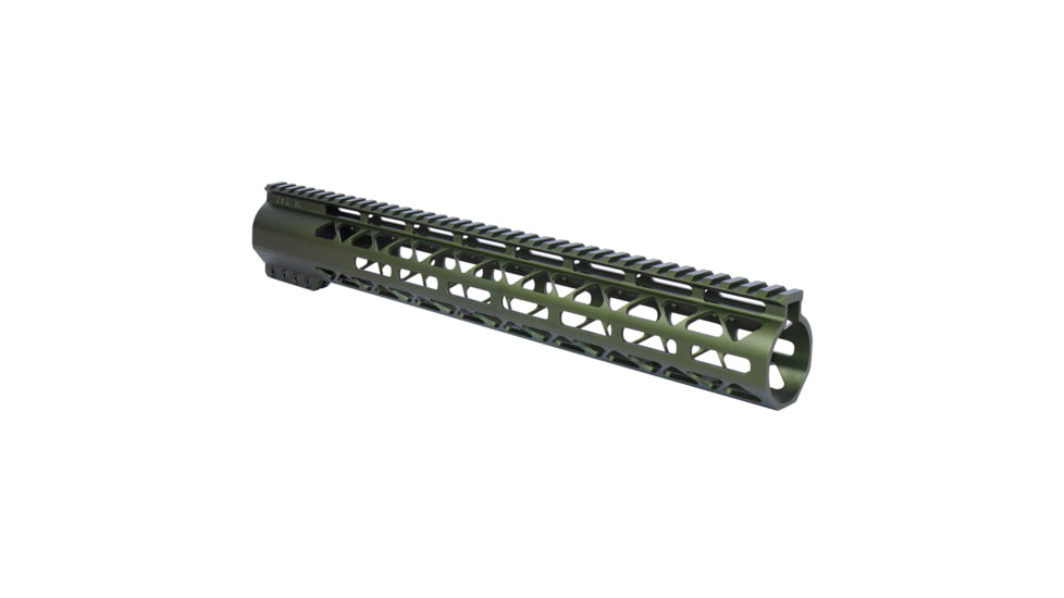 Guntec USA 15in AIR-LOK Series M-LOK Compression Free Floating Handguard With Monolithic Top Rail .308 Cal, Anodized Green, GT-15ALC-308-GREEN