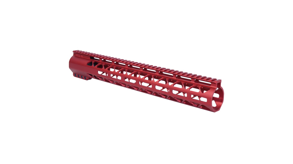 Guntec USA 15in AIR-LOK Series M-LOK Compression Free Floating Handguard With Monolithic Top Rail .308 Cal, Anodized Red, GT-15ALC-308-RED