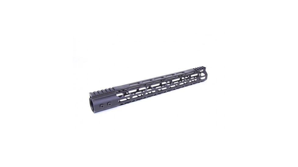 GUNTEC USA 15in Mod Lite Skeletonized Series M-Lok Free Floating Handguard w/Monolithic Top Rail,.308 Cal, Black GT-15MDLTE-308