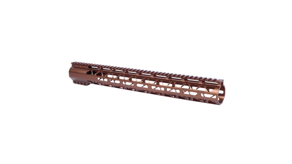Guntec USA 16.5in AIR-LOK Series M-LOK Compression Free Floating Handguard With Monolithic Top Rail .308 Cal, Anodized Bronze, GT-16.5ALC-308-BRZ
