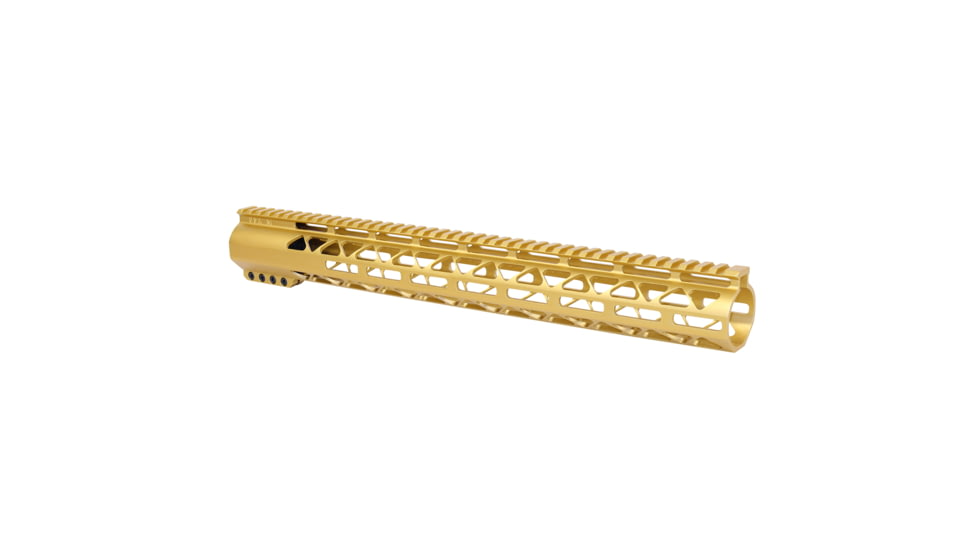 Guntec USA 16.5in AIR-LOK Series M-LOK Compression Free Floating Handguard With Monolithic Top Rail .308 Cal, Anodized Gold, GT-16.5ALC-308-GOLD