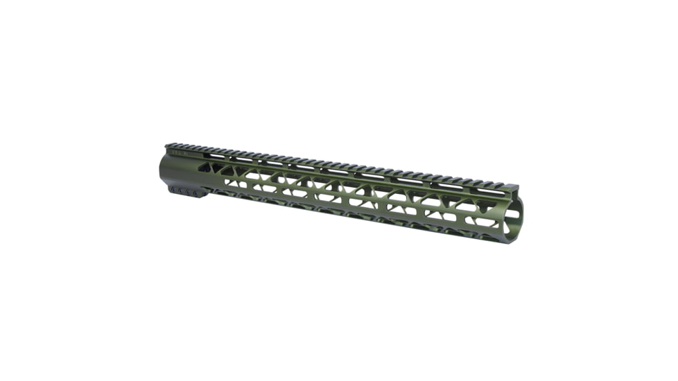 Guntec USA 16.5in AIR-LOK Series M-LOK Compression Free Floating Handguard With Monolithic Top Rail .308 Cal, Anodized Green, GT-16.5ALC-308-GREEN