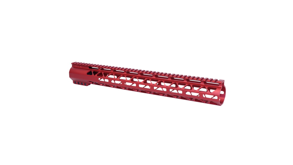 Guntec USA 16.5in AIR-LOK Series M-LOK Compression Free Floating Handguard With Monolithic Top Rail .308 Cal, Anodized Red, GT-16.5ALC-308-RED