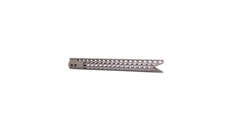 GUNTEC USA 16.5in Ultra Slimline Octagonal 5 Sided Key Mod Free Floating Handguard With Shark Mouth Cut, Flat Dark Earth GT-16.5JKO-S-FDE