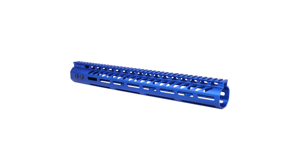 Guntec USA .308 Caliber Ultra Lightweight Thin M-LOK System Free Floating Handguard w/Monolithic Top Rail, 15in, Anodized Blue, GT-15MLK-308-BLUE