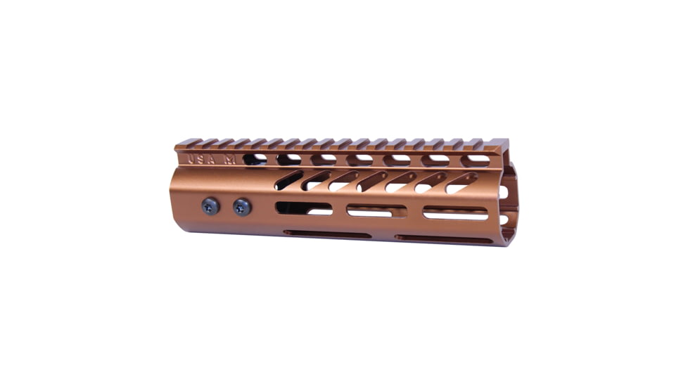 Guntec USA .308 Caliber Ultra Lightweight Thin M-LOK System Free Floating Handguard w/Monolithic Top Rail, 7in, Anodized Bronze, GT-7MLK-308-BRZ