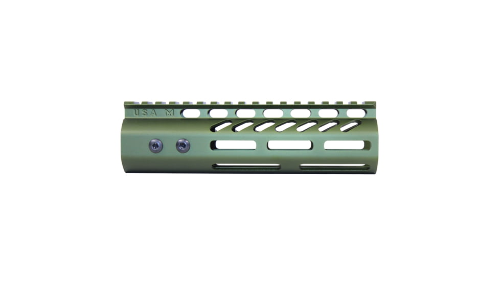Guntec USA .308 Caliber Ultra Lightweight Thin M-LOK System Free Floating Handguard w/Monolithic Top Rail, 7in, Anodized Green, GT-7MLK-308-GREEN