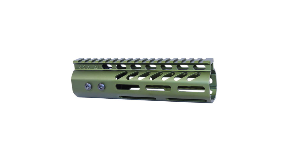 Guntec USA .308 Caliber Ultra Lightweight Thin M-LOK System Free Floating Handguard w/Monolithic Top Rail, 7in, Anodized Green, GT-7MLK-308-GREEN