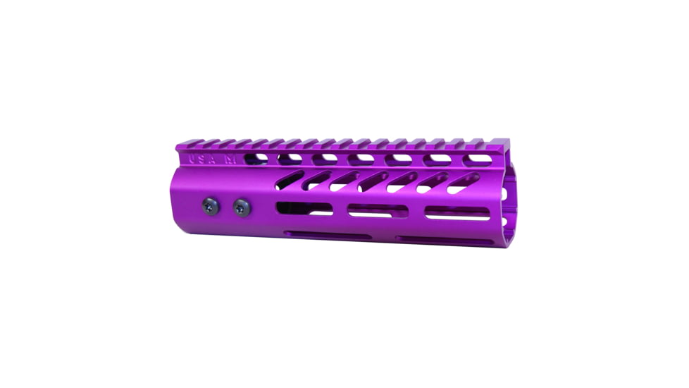 Guntec USA .308 Caliber Ultra Lightweight Thin M-LOK System Free Floating Handguard w/Monolithic Top Rail, 7in, Anodized Purple, GT-7MLK-308-PURPLE