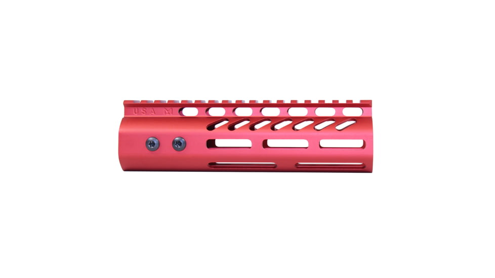 Guntec USA .308 Caliber Ultra Lightweight Thin M-LOK System Free Floating Handguard w/Monolithic Top Rail, 7in, Anodized Red, GT-7MLK-308-RED