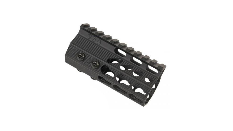 GUNTEC USA 4in Ultra Slimline Octagonal 5 Sided Key Mod Free Floating Handguard w/Monolithic Top Rail,Black GT-4JKO