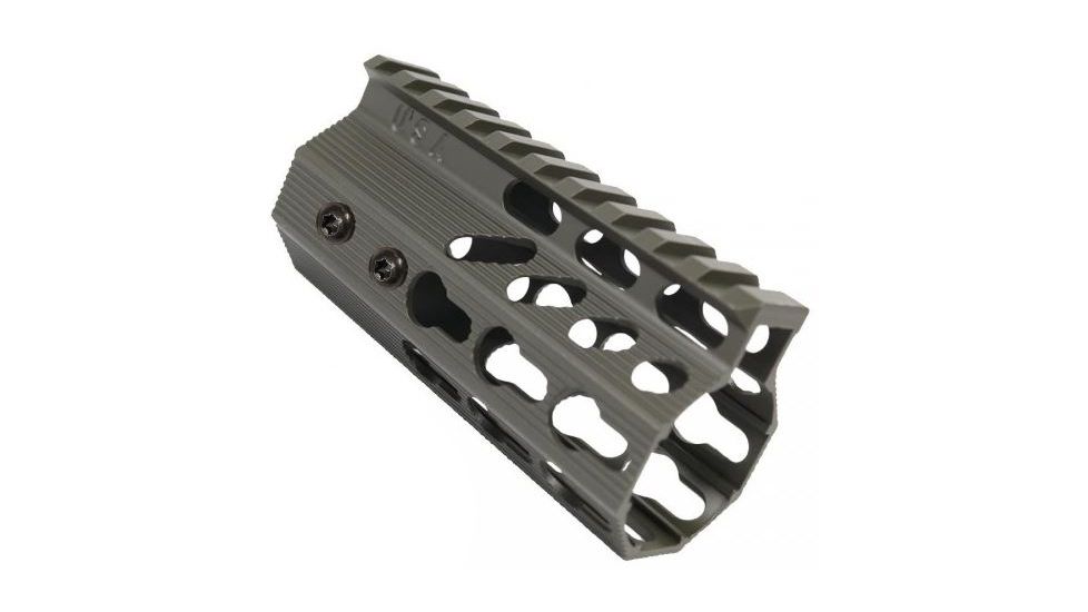 GUNTEC USA 4in Ultra Slimline Octagonal 5 Sided Key Mod Free Floating Handguard w/Monolithic Top Rail,Cerakote OD Green GT-4JKO-G