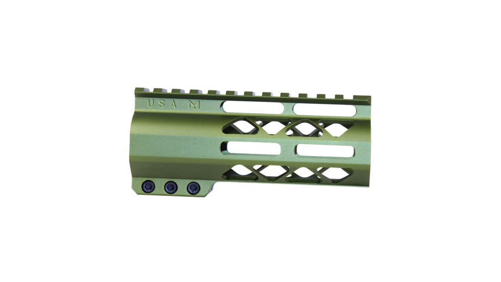 Guntec USA 5 AIR-LOK Series M-LOK Compression Free Floating Handguard w/ Monolithic Top Rail, Anodized Green, GT-5ALC-GREEN