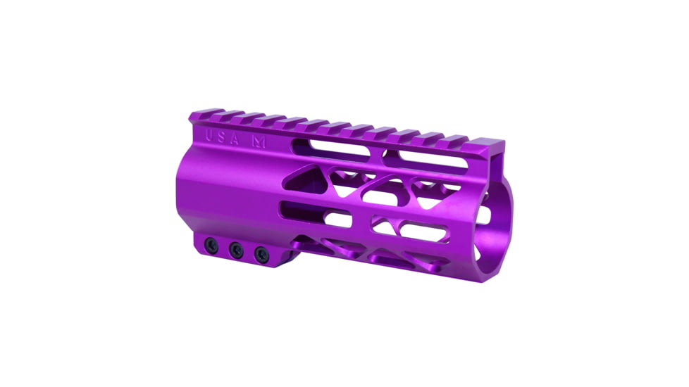 Guntec USA 5 AIR-LOK Series M-LOK Compression Free Floating Handguard w/ Monolithic Top Rail, Anodized Purple, GT-5ALC-PURPLE