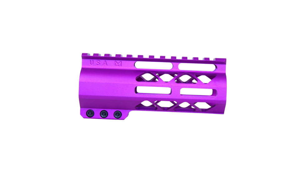 Guntec USA 5 AIR-LOK Series M-LOK Compression Free Floating Handguard w/ Monolithic Top Rail, Anodized Purple, GT-5ALC-PURPLE