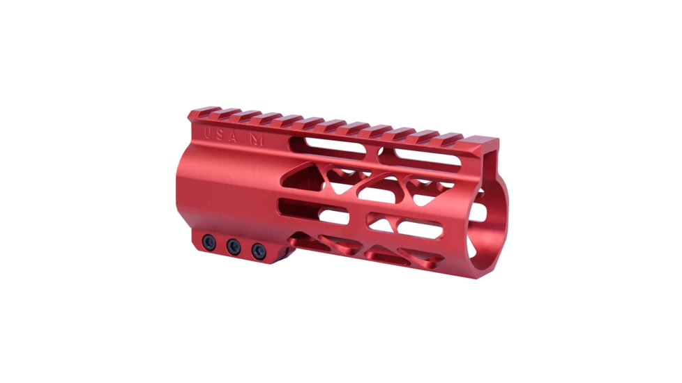 Guntec USA 5 AIR-LOK Series M-LOK Compression Free Floating Handguard w/ Monolithic Top Rail, Anodized Red, GT-5ALC-RED