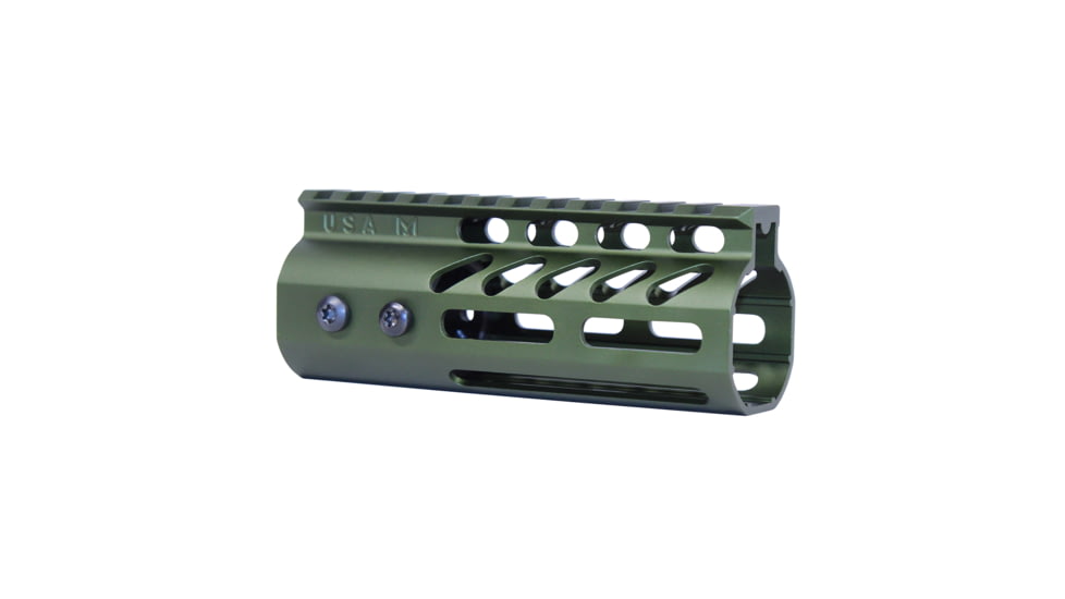 Guntec USA 5 Ultra Lightweight Thin M-LOK Free Floating Handguard w/ Monolithic Top Rail, Anodized Green, GT-5MLK-GREEN