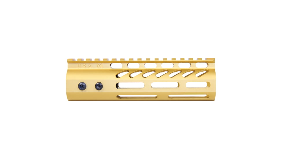 Guntec USA 6.75 ULtra Lightweight Thin M-LOK Free Floating Handguard w/ Monolithic Top Rail, Anodized Gold, GT-675MLK-GOLD