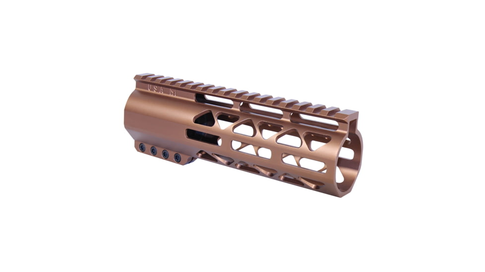 Guntec USA 7in .308 Caliber AIR-LOK Series M-LOK Compression Free Floating Handguard With Monolithic Top Rail, Anodized Bronze, GT-7ALC-308-BRZ