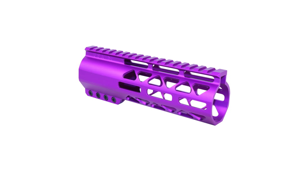 Guntec USA 7in .308 Caliber AIR-LOK Series M-LOK Compression Free Floating Handguard With Monolithic Top Rail, Anodized Purple, GT-7ALC-308-PURPLE