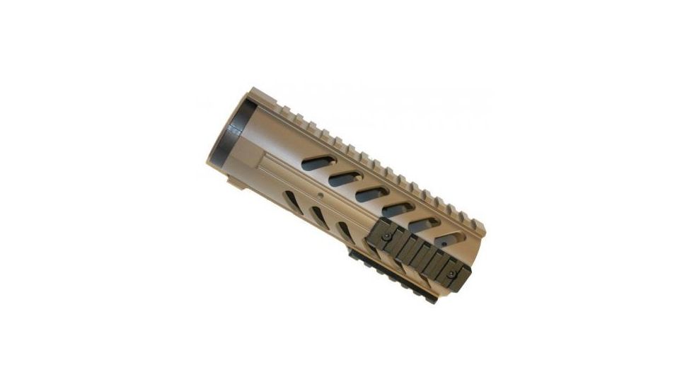 GUNTEC USA 7in Free Floating Handguard w/Sectional Side/Bottom Rails,Cerakote Flat Dark Earth,1.93in dia GT1326-7-E
