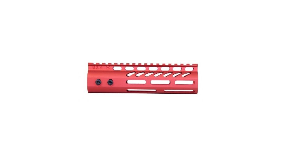 GUNTEC USA 7in Ultra Lightweight Thin M-Lok Free Floating Handguard with Monolithic Top Rail, Red GT-7MLK-RED