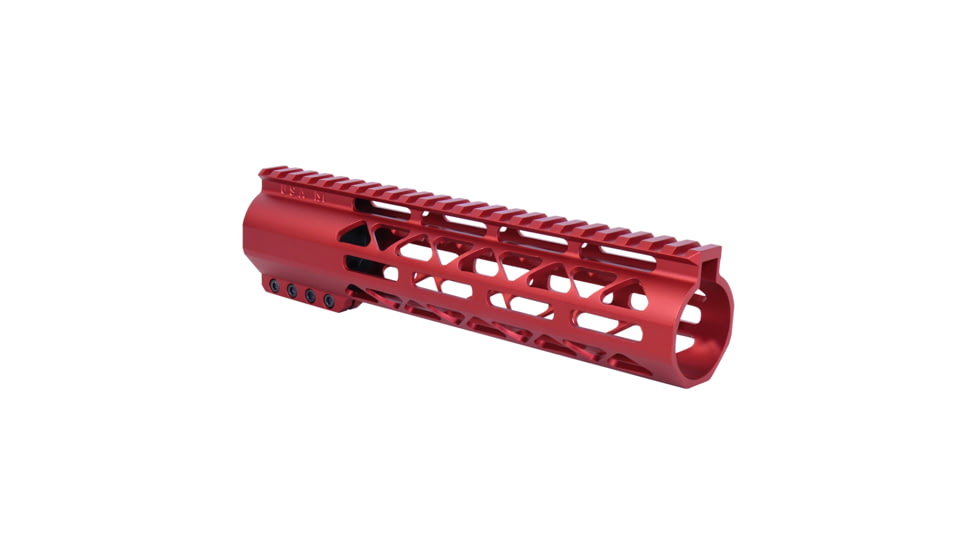 Guntec USA 9in .308 Caliber AIR-LOK Series M-LOK Compression Free Floating Handguard With Monolithic Top Rail, Anodized Red, GT-9ALC-308-RED