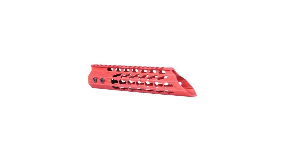 GUNTEC USA 9in Ultra Slimline Octagonal 5 Sided Key Mod Free Floating Handguard with Slant Nose, Red GT-9JKO-SLANT-RED