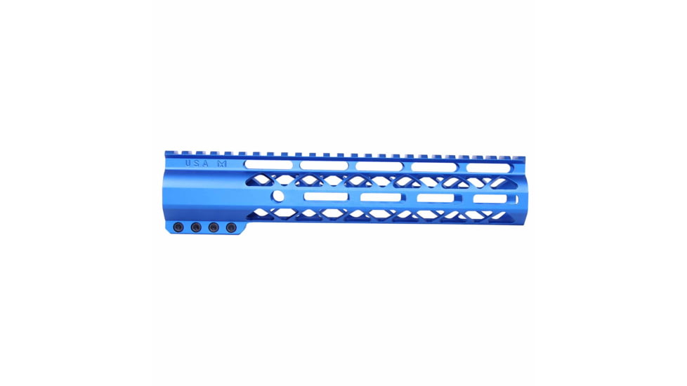 Guntec USA AirLok Series M-LOK Compression Free Floating Handguard w/Monolithic Top Rail, 10in, Blue, GT-10ALC-BLUE