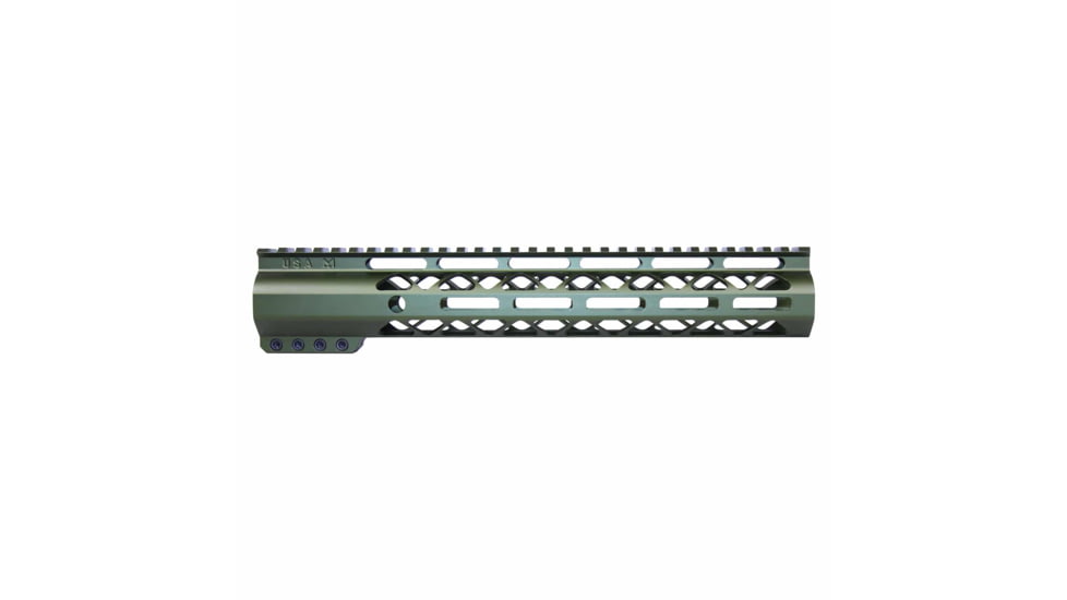 Guntec USA AirLok Series M-LOK Compression Free Floating Handguard w/Monolithic Top Rail, 10in, Green, GT-10ALC-GREEN