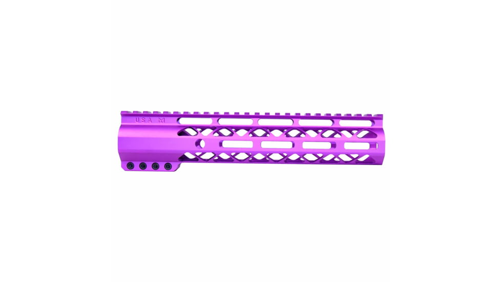 Guntec USA AirLok Series M-LOK Compression Free Floating Handguard w/Monolithic Top Rail, 10in, Purple, GT-10ALC-PURPLE
