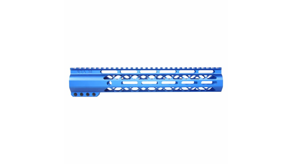 Guntec USA AirLok Series M-LOK Compression Free Floating Handguard w/Monolithic Top Rail, 12in, Blue, GT-12ALC-BLUE