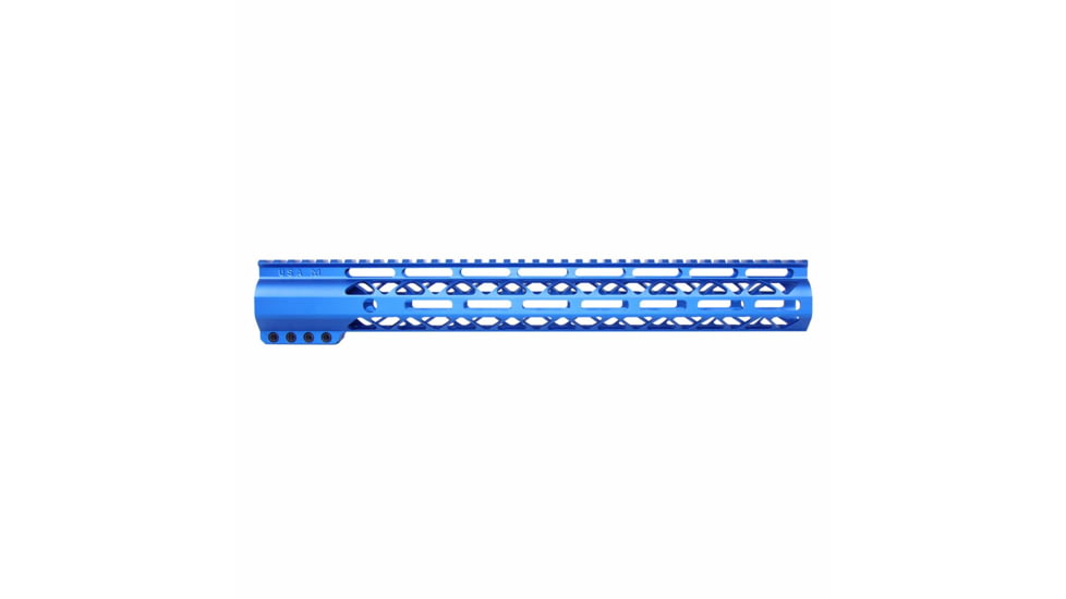 Guntec USA AirLok Series M-LOK Compression Free Floating Handguard w/Monolithic Top Rail, 15in, Blue, GT-15ALC-BLUE