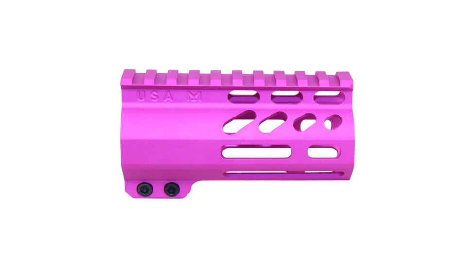 Guntec USA Air-Lok Series M-Lok Compression Free Floating Handguard w/ Monolithic Top Rail, 4in, Anodized Pink, GT-4ALC-PINK